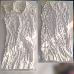 Calvin Klein White Ivy Half Zip Bungee Collar Midi Sleeveless Sheath Dress 6.